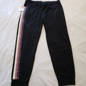 YogaSmoga Rich Black Striped Jogger Pants--L